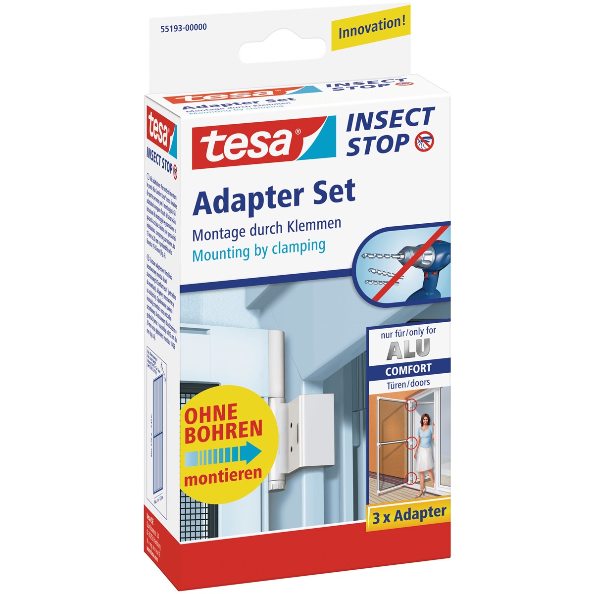 tesa 55193-00000 - Insect ALU für COMFORT Adapter weiß Tür, Stop