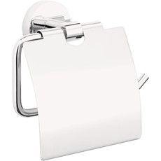 tesa EXXCELLENT Toilettenpapierhalter (mit Deckel), edles Design, Metall, verchromt