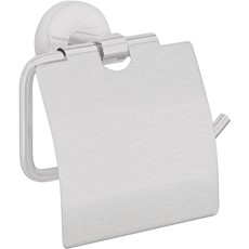 tesa NOOBLESSE Toilettenpapierhalter (mit Deckel), edles Design, Edelstahloptik